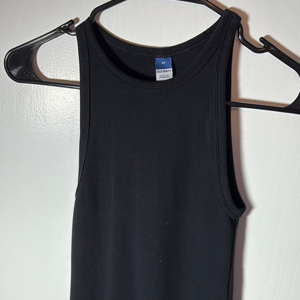 Black Ribbed Mid Thigh Old Navy Dress